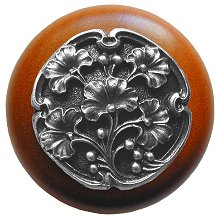 Notting Hill NHW-702C-AP Ginkgo  Berry Wood Knob in Antique Pewter/Cherry wood finish